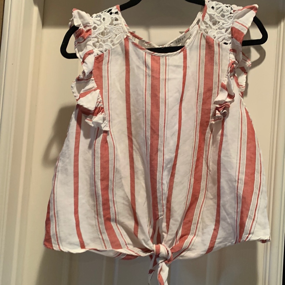 Junior striped linen blouse